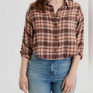 American Eagle Women's Cropped Flannel